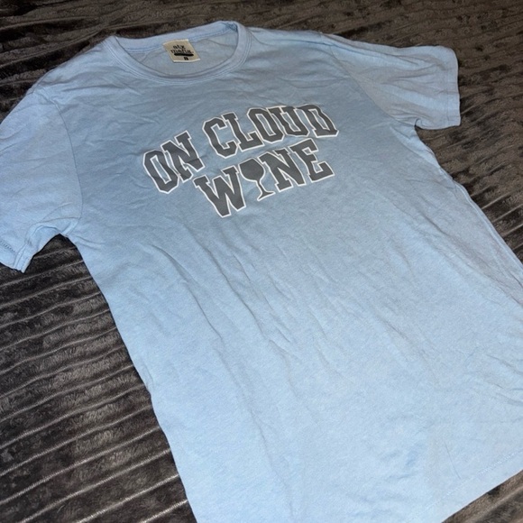Graphic On Cloud Wine Tee - Baby Blue - Women’s Size Small - Picture 2 of 3